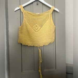 LA Hearts - Yellow Crochet Knit Top - Sz S
